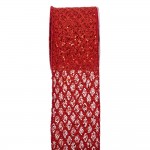 Sparkly Grid χριστουγεννιάτικη κορδέλα σε κόκκινη απόχρωση με γεωμετρικό πλέγμα 10x900 εκ