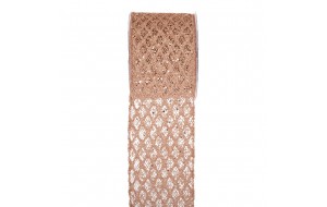 Sparkly Grid χριστουγεννιάτικη κορδέλα σε μπεζ απόχρωση με γεωμετρικό πλέγμα 10x900 εκ