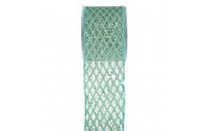 Sparkly Grid χριστουγεννιάτικη κορδέλα σε πράσινη απόχρωση με γεωμετρικό πλέγμα 10x900 εκ