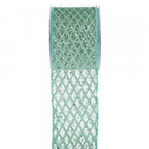 Sparkly Grid χριστουγεννιάτικη κορδέλα σε πράσινη απόχρωση με γεωμετρικό πλέγμα 10x900 εκ Sparkly Grid χριστουγεννιάτικη κορδέλα σε πράσινη απόχρωση με γεωμετρικό πλέγμα 10x900 εκ