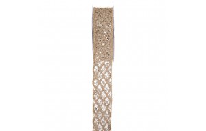 Sparkly Grid χριστουγεννιάτικη κορδέλα σε χρυσή απόχρωση με γεωμετρικό πλέγμα 5,2x900 εκ