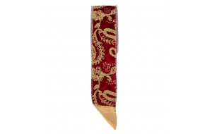 Embroidery χριστουγεννιάτικη κορδέλα σε μπορντό απόχρωση με χρυσή διακόσμηση 6,7x450 εκ