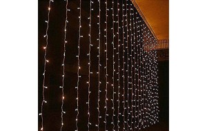 500 Led λαμπάκια κουρτίνα με διάφανο επεκτεινόμενο καλώδιο και soft white φως 3x3μ