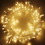 100 Led λαμπάκια αδιάβροχα μπαταρίας με χρονοδιακόπτη διάφανο καλώδιο και θερμό λευκό φως 7.5μ