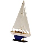 Ιστιοπλοϊκό καράβι διακοσμητικό λευκό μπλε 30x6x40 εκ