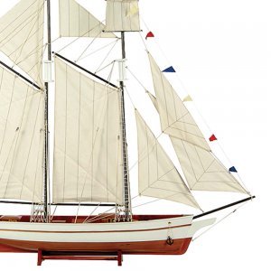 Boat Καράβι με πανιά διακοσμητικό ξύλινο Λευκό / Καφέ 90cm