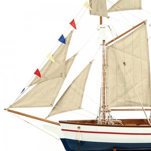 Boat Kαράβι με πανιά διακοσμητικό ξύλινο Λευκό / Μπλε 120cm