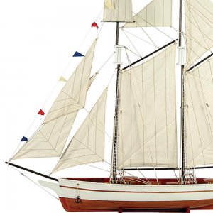 Boat Καράβι με πανιά διακοσμητικό ξύλινο Λευκό / Καφέ 150cm