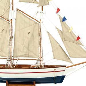 Boat Kαράβι με πανιά διακοσμητικό ξύλινο Λευκό / Μπλε 150cm