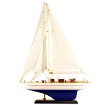 Ιστιοπλοϊκό καράβι διακοσμητικό λευκό μπλε 30x6x40 εκ