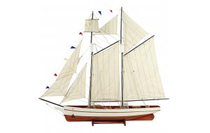 Καράβι με πανιά διακοσμητικό ξύλινο λευκό και καφέ 150x23x136 εκ