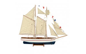Καράβι με πανιά διακοσμητικό ξύλινο λευκό και μπλε 90x17x82 εκ