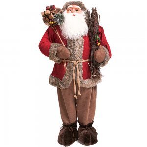 Άγιος Βασίλης όρθιος με δώρα κόκκινο με καφέ 122 εκ