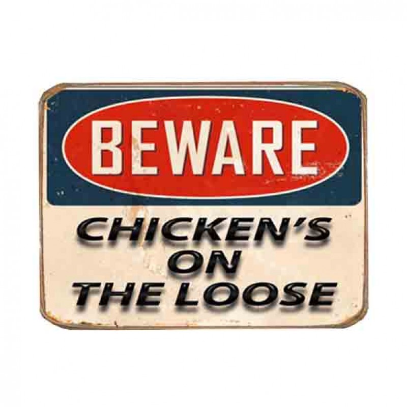 Ρετρό μαγνητάκι ψυγείου χειροποίητο chicken on the loose 8x6 εκ