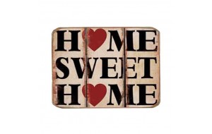 Ρετρό μαγνητάκι ψυγείου χειροποίητο με καρδούλες home sweet home 8x6 εκ