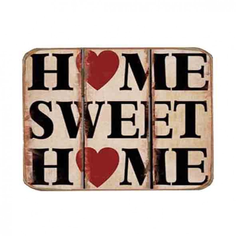 Ρετρό μαγνητάκι ψυγείου χειροποίητο με καρδούλες home sweet home 8x6 εκ
