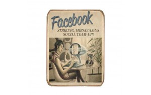 Ρετρό μαγνητάκι ψυγείου χειροποίητο vintage Facebook 6x8 εκ