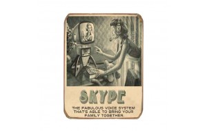 Ρετρό μαγνητάκι ψυγείου χειροποίητο vintage Skype 6x8 εκ