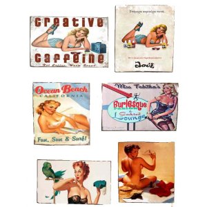 Μαγνητάκια Ψυγείου Χειροποίητα Pin Up Girls S/6 τεμ.