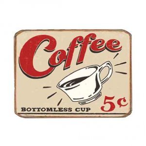 Ρετρό μαγνητάκι ψυγείου χειροποίητο five cents coffee 8x6 εκ