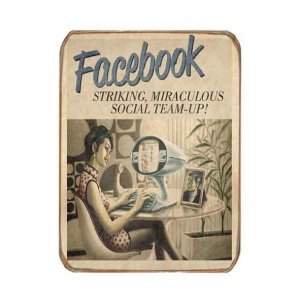 Ρετρό μαγνητάκι ψυγείου χειροποίητο vintage Facebook 6x8 εκ