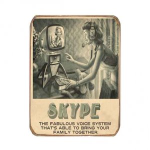 Ρετρό μαγνητάκι ψυγείου χειροποίητο vintage Skype 6x8 εκ