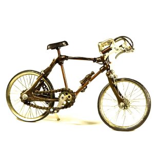 Ρετρό διακοσμητικό μεταλλικό αγωνιστικό ποδήλατο μπρονζέ 9x17x28 εκ