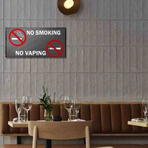 No smoking και No vaping ξύλινο χειροποίητο πινακάκι 26x13 εκ