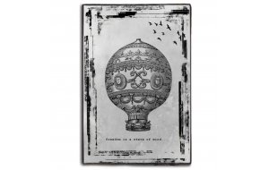 Ξύλινος πίνακας vintage airballoon