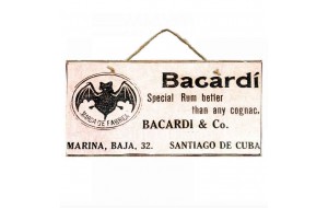 Bacardi ξύλινος  πίνακας χειροποίητος 26x13 εκ