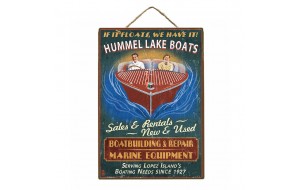 Boat service ξύλινος vintage πίνακας