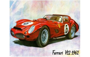 Χειροποίητος πίνακας Ferrari 1962 25x20 εκ