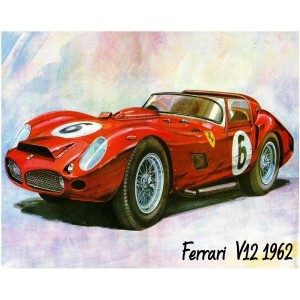 Χειροποίητος πίνακας Ferrari 1962 25x20 εκ