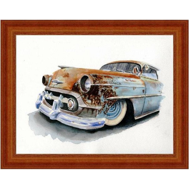 Χειροποίητος πίνακας με vintage αυτοκίνητο αντίκα 25x20 εκ
