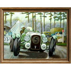 Χειροποίητος πίνακας με vintage αυτοκίνητο ράλι 25x20 εκ