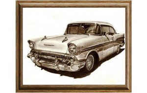 Χειροποίητος πίνακας με vintage αυτοκίνητο του '50 40x30 εκ