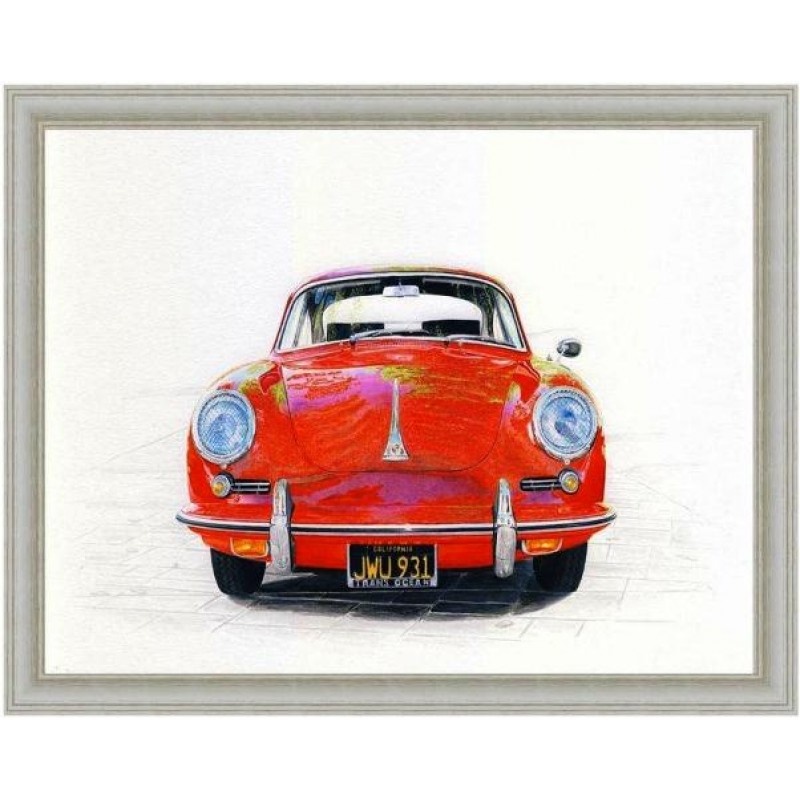Χειροποίητος πίνακας vintage κόκκινο σπορ αμάξι 25x20 εκ