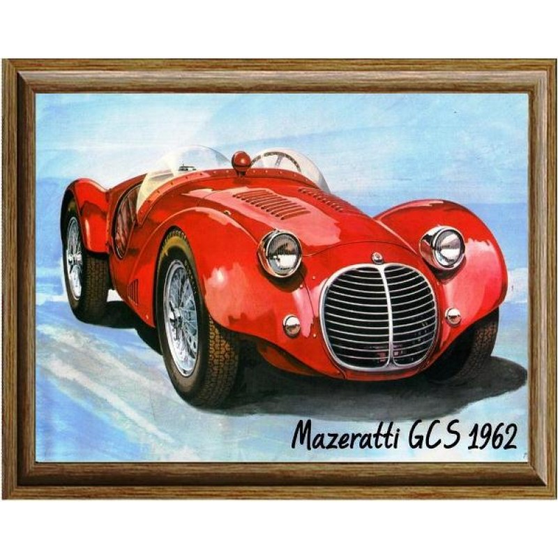 Χειροποίητος vintage πίνακας Mazeratti 1962 25x20 εκ