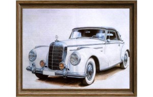 Χειροποίητος vintage πίνακας με Mercedes αντίκα
