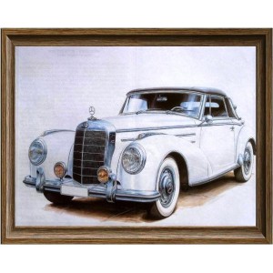 Χειροποίητος vintage πίνακας με Mercedes αντίκα