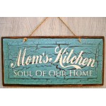 Ρετρό ξύλινος πίνακας χειροποίητος mom's kitchen soul of our home 26x13 εκ