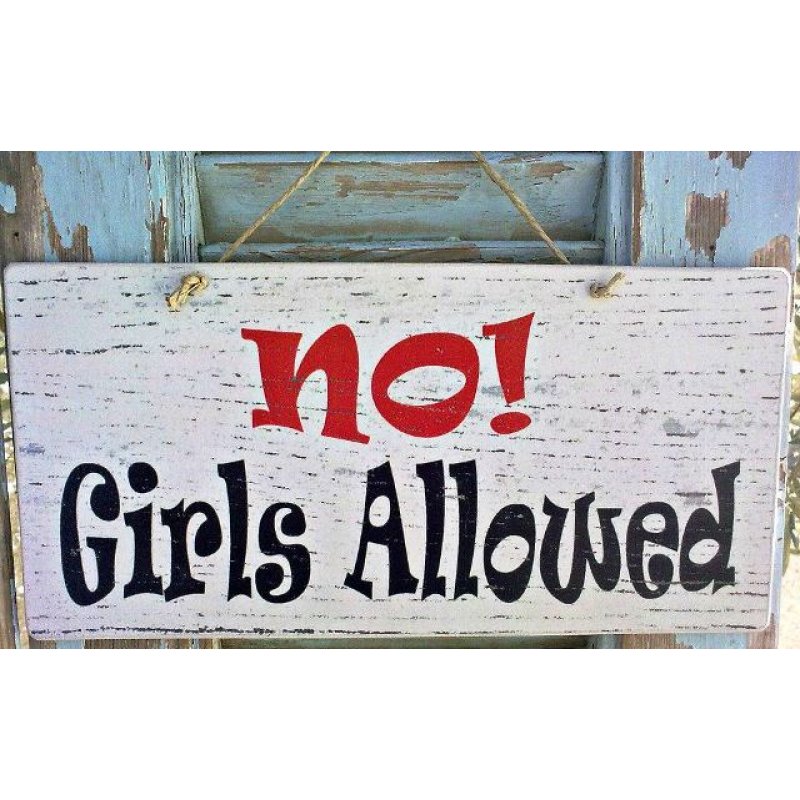 Vintage ξύλινος χειροποίητος πίνακας no girls allowed 25x20 εκ