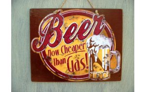 Ρετρό χιουμοριστικός πίνακας beer now cheaper than gas