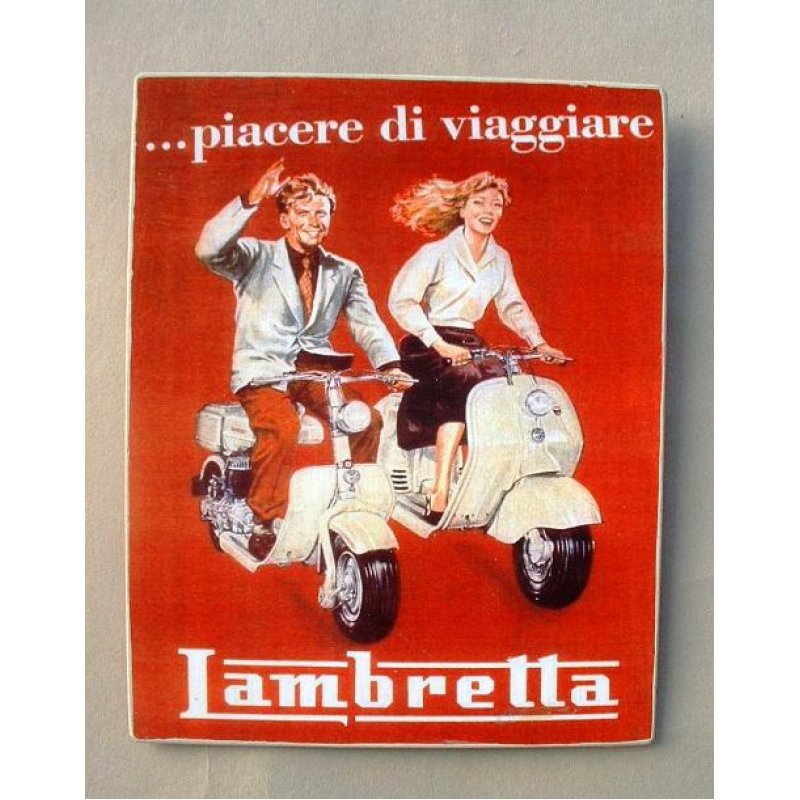 Πίνακας χειροποίητος retro διαφήμιση βέσπας Lambretta 20x25 εκ