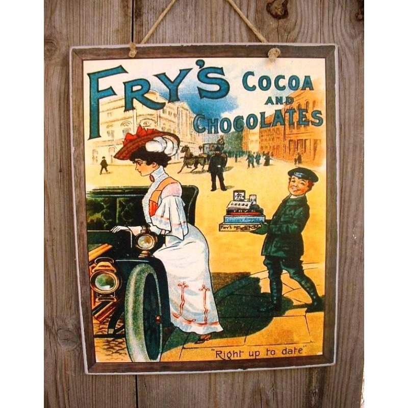 Vintage χειροποίητο πινακάκι σοκαλατοποιίας cocoa and chocolates 20x25 εκ