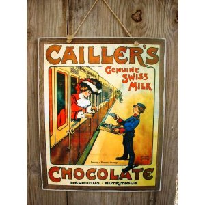 Vintage χειροποίητο πινακάκι σοκαλατοποιίας Cailler's chocolate 20x25 εκ