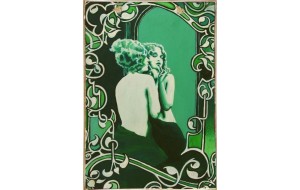 Green woman ξύλινος vintage πίνακας