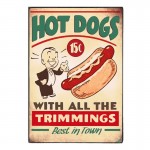 Hot dogs ξύλινος vintage πίνακας