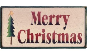 Merry Christmas χειροποίητο Χριστουγεννιάτικο ταμπελάκι με δεντράκι 26x13 εκ