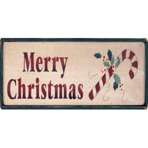 Merry Christmas χειροποίητο Χριστουγεννιάτικο ταμπελάκι με γλειφιτζούρι 26x13 εκ
